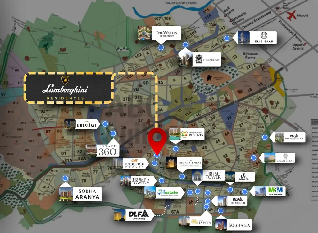 location lamborghini residences gurugram